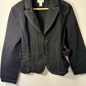 LOFT Black Blazer with Contrast Stitching